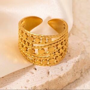 Chic 18k Gold-plated steel Tone Women's Statement Ring